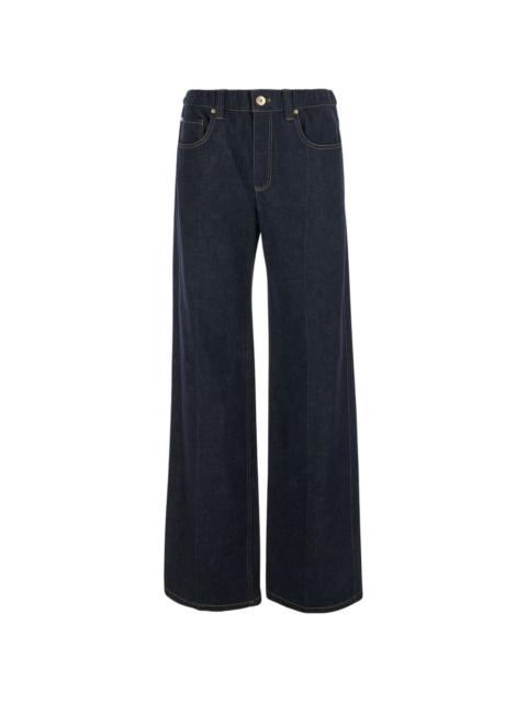 Brunello Cucinelli contrast-stitch wide-leg jeans