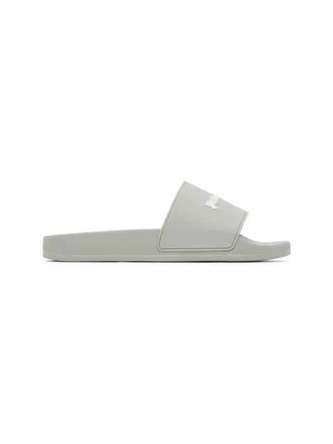 Palm Angels Gray Classic Logo Pool Slides