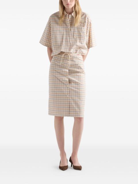 Prada embroidered checked poplin top