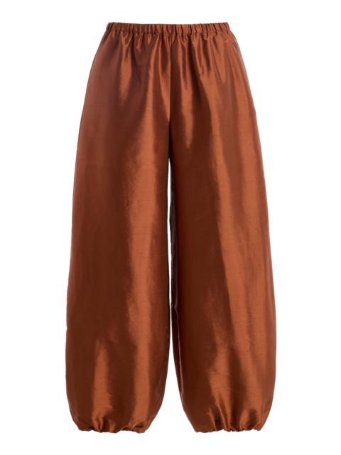 BY MALENE BIRGER Lumas Mid-Rise Organic-Silk Straight-Leg Pants orange
