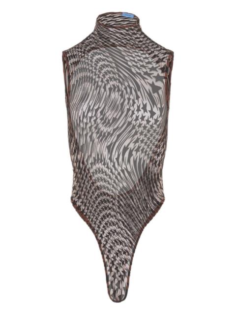MUGLER patterned high-neck bodysuit