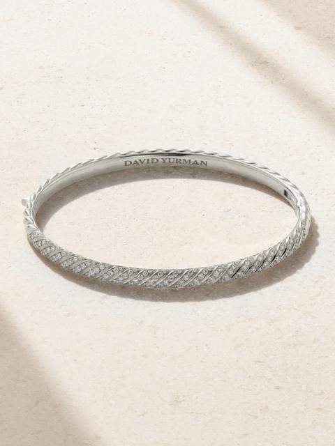 DAVID YURMAN Sculpted Cable 18-karat White Gold Diamond Bangle