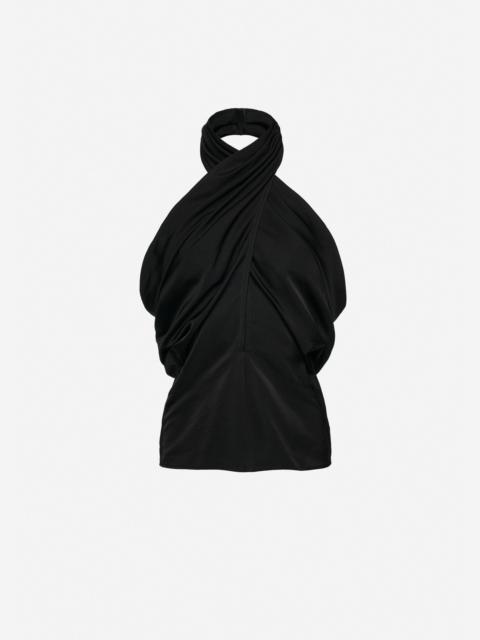 MAGDA BUTRYM Draped halterneck cotton and silk blouse in black