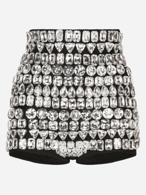 High-waisted panties with all-over rhinestone embellishment