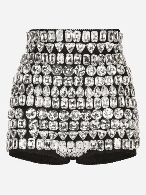 Dolce & Gabbana High-waisted panties with all-over rhinestone embellishment