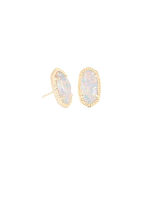 KENDRA SCOTT Ellie Gold Stud Earrings in White Lab Grown Opal