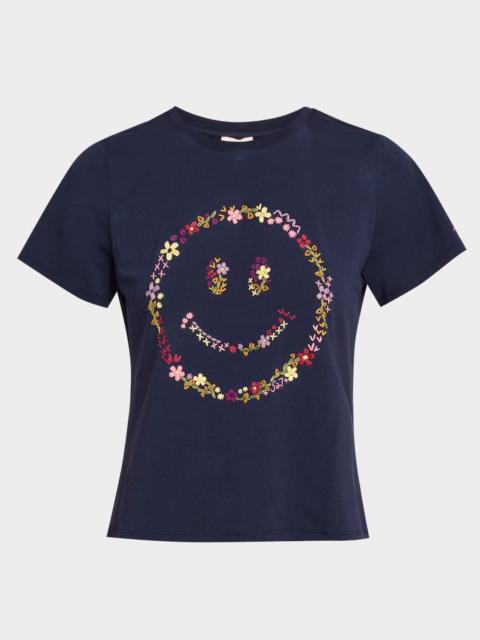 Cinq à Sept Wildflower Embroidered Shrunken Tee