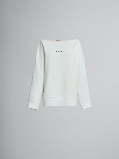 Marni WHITE SWEATSHIRT IN BIO COTTON WITH BOAT NECKLINE