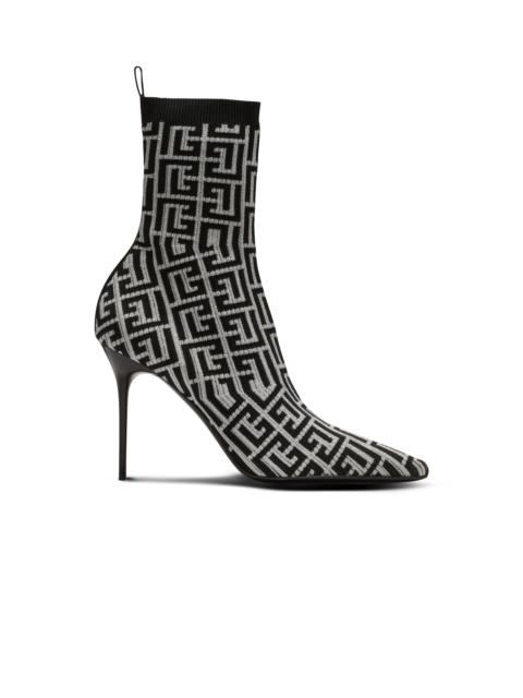 Balmain Skye stretch knit ankle boots with Balmain monogram