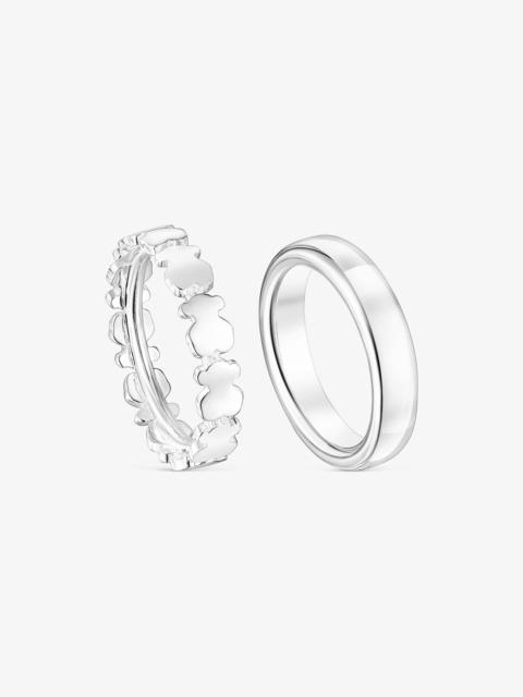 TOUS Set of Silver Straight Rings