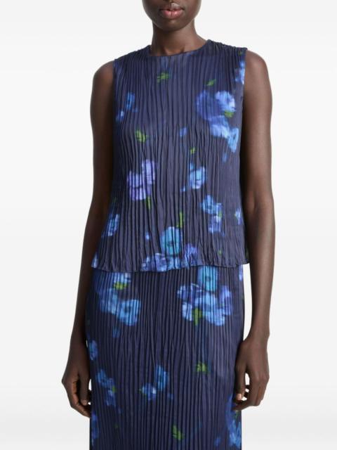Vince pleated floral-print top