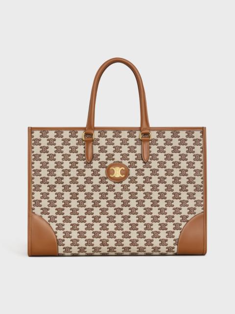 CELINE Horizontal Cabas in Textile with Triomphe Embroidery