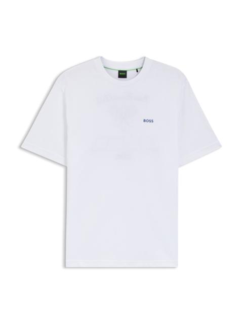 BOSS EMBROIDERED-ARTWORK T-SHIRT IN COTTON MESH