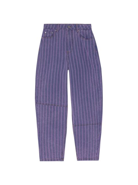 GANNI striped organic-cotton tapared jeans