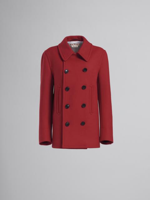 Marni RED DOUBLE-BREASTED PEACOAT