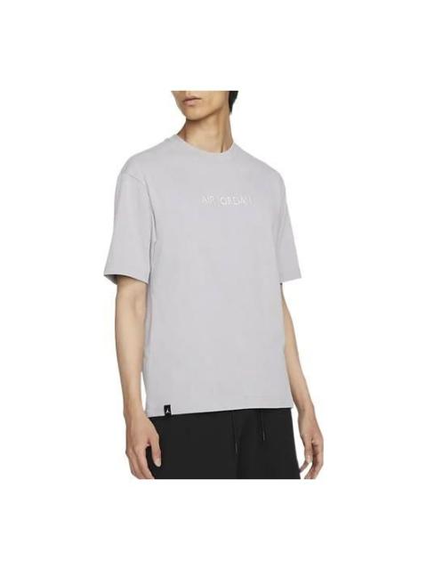 Jordan Men's Air Jordan Casual Solid Color Printing Round Neck Pullover Short Sleeve Light Iron Grey T-Shir