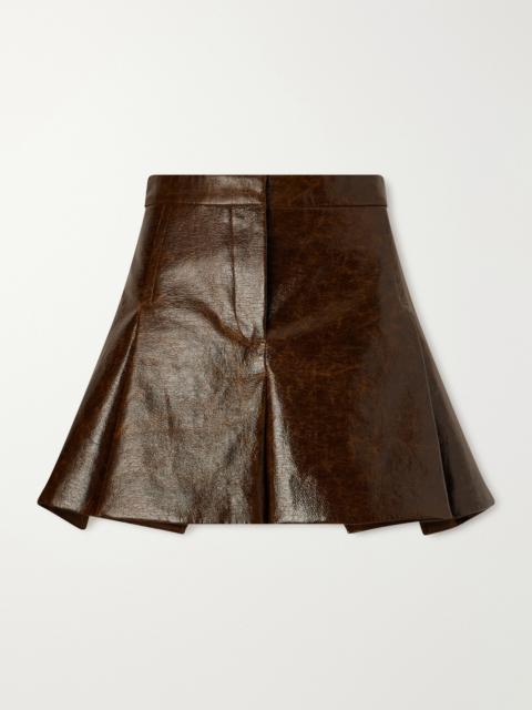 Sportmax Pleated Coated Cotton-canvas Mini Skirt