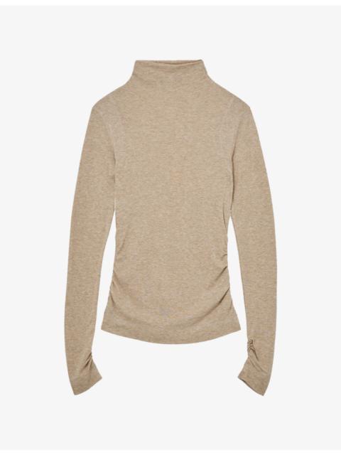 REISS Heidi Mock-Neck Stretch Wool-Blend Top