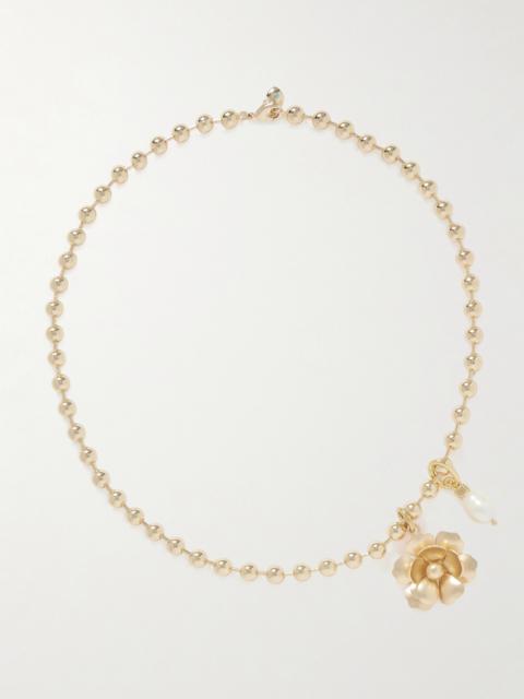 ROXANNE ASSOULIN The Flower Meets The Pearl Gold-tone Pearl Necklace