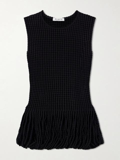 Alaïa Open-knit Balloon Hem Top