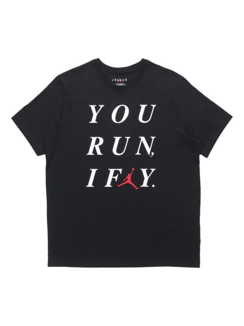 Jordan Air Jordan I Fly Slogan Printing Casual Sports Short Sleeve Black CZ2956-010