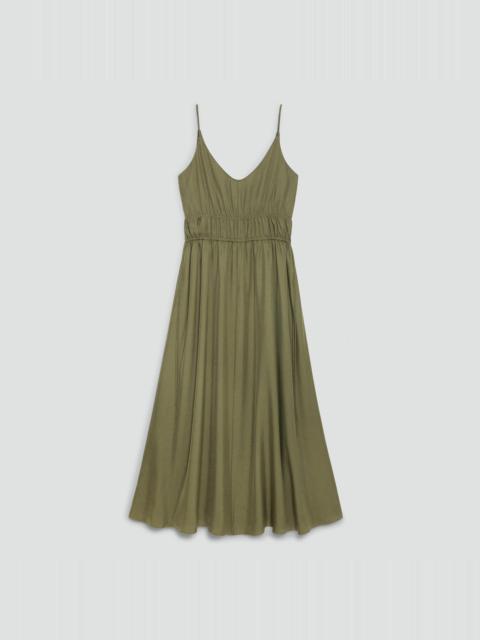 Theory Gathered V-Neck Dress in Washed Twill