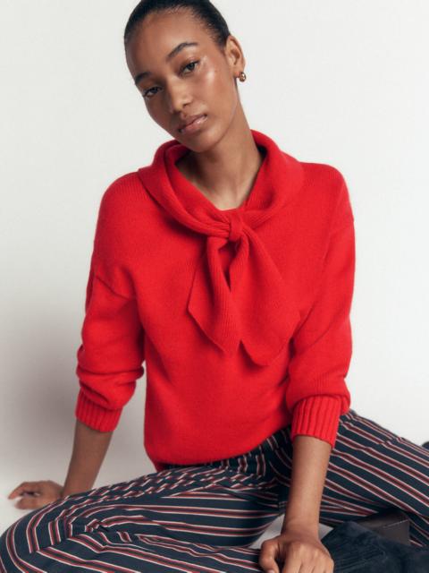 BODEN Lydia Tie Neck Knitted Sweater-Poppy Red