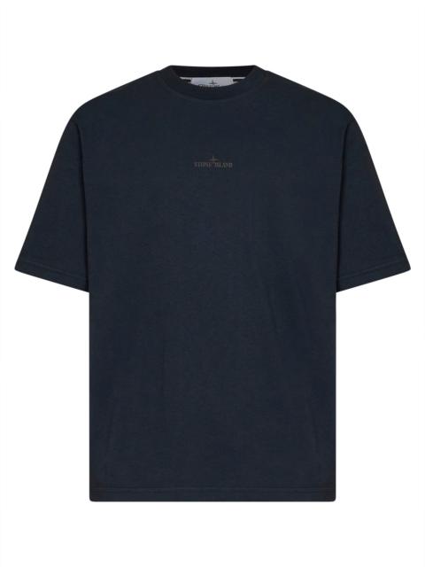 Stone Island Blue organic cotton jersey printed T-shirt