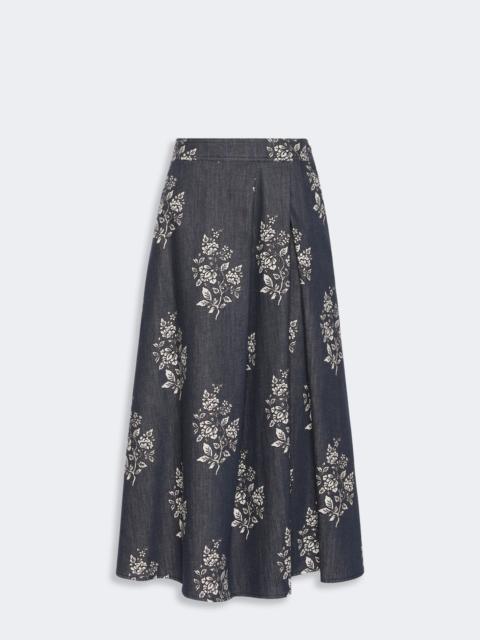 WEEKEND Max Mara STRUZZO Pleated printed cotton skirt - NAVY