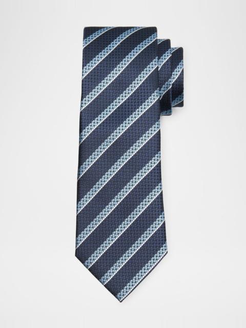 ZEGNA Men's Stripe Jacquard Silk Tie