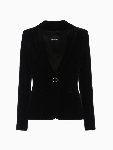 GIORGIO ARMANI Single-breasted velvet jacket with jewel button detail