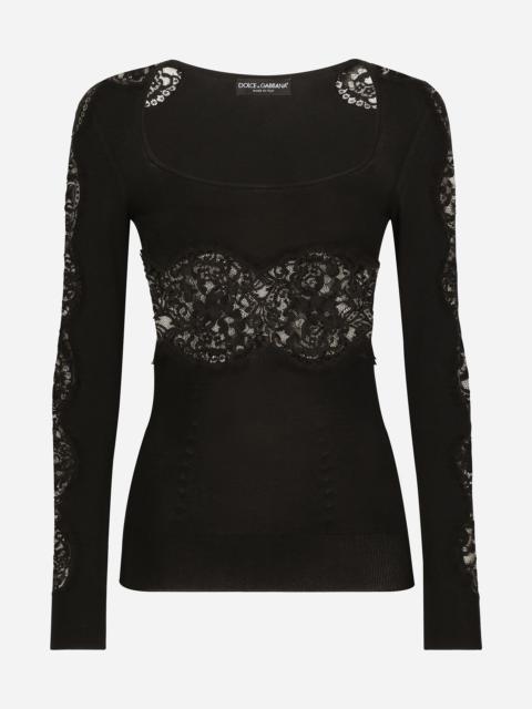 Dolce & Gabbana Viscose sweater with lace inserts