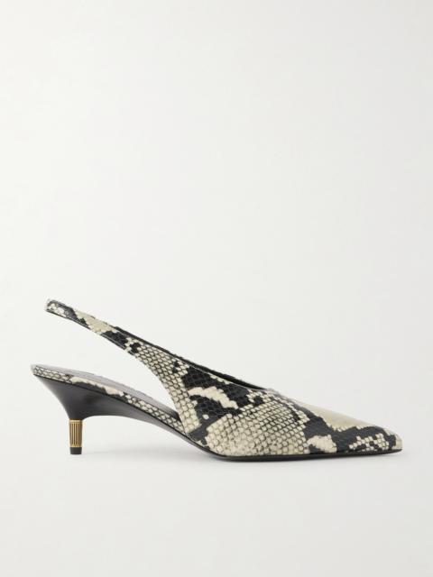 KHAITE Bella Snake-effect Leather Slingback Pumps