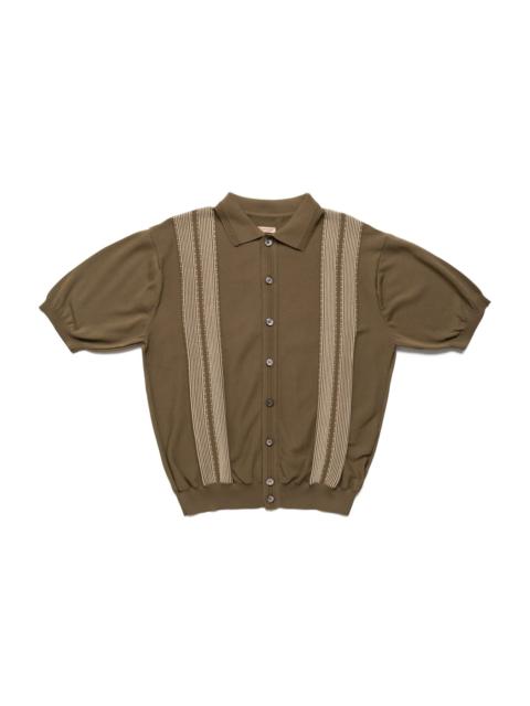 Kapital 14G Cotton Knit OYSTER Aloha Polo - Beige Khaki