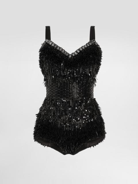 Dolce & Gabbana Sequined and micro-beaded bodysuit