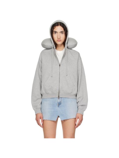 VETEMENTS Gray Neck Pillow Fitted Zip Up Hoodie