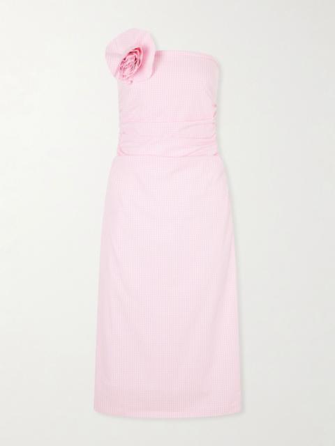 BERNADETTE Vera embellished gingham cotton midi dress Pink