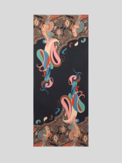 Etro COTTON-BLEND JACQUARD SCARF WITH PAISLEY MOTIF