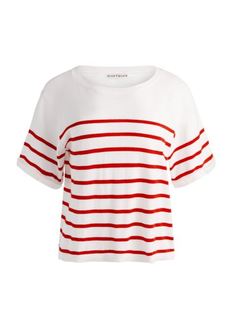 Alice + Olivia AMELIE STRIPED KNIT TEE