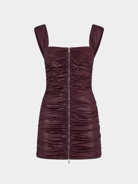 DSQUARED2 GATHERED ZIPPED SHINY DRESS