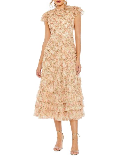 MAC DUGGAL Women's Floral Ruffle Cocktail Dress - Beige Multi