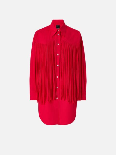 PINKO MINI SHIRT DRESS WITH FRINGING