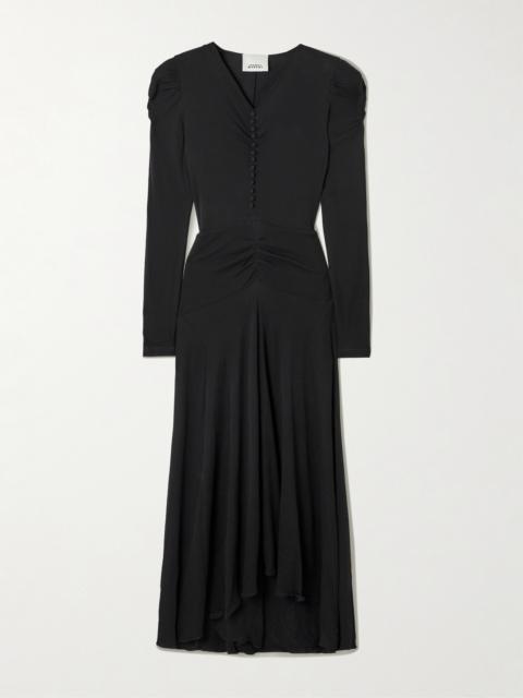 Isabel Marant Nejma Asymmetric Gathered Stretch-jersey Midi Dress