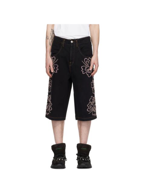 BLUEMARBLE Black Embroidered Denim Shorts