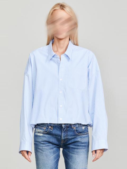 R13 GATHERED HEM SHIRT - LIGHT BLUE STRIPE