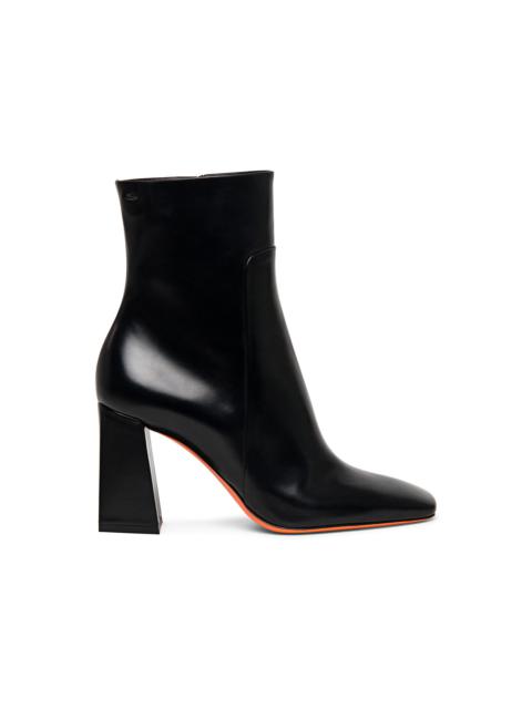 Women’s polished black leather high-heel ankle boot