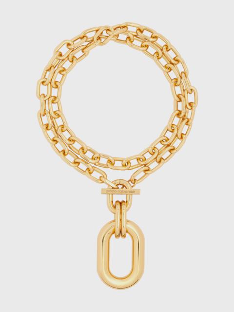 GOLD DOUBLE XL LINK NECKLACE WITH PENDANT