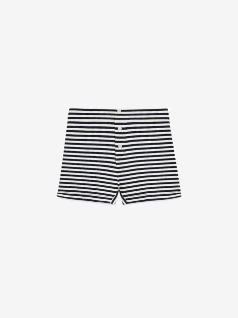 The Frankie Shop Celoni Knit Mini Shorts - Black/White Stripe