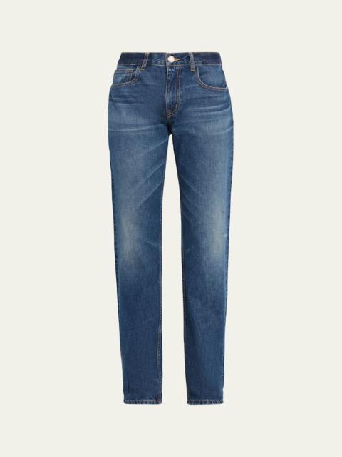 BRANDON MAXWELL Beau Buckle-Waist Straight-Leg Jeans