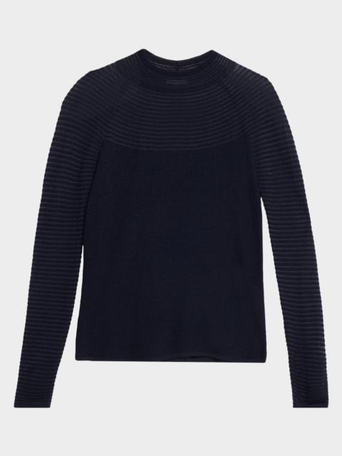Lafayette 148 New York Textured Striped Raglan-Sleeve Sweater